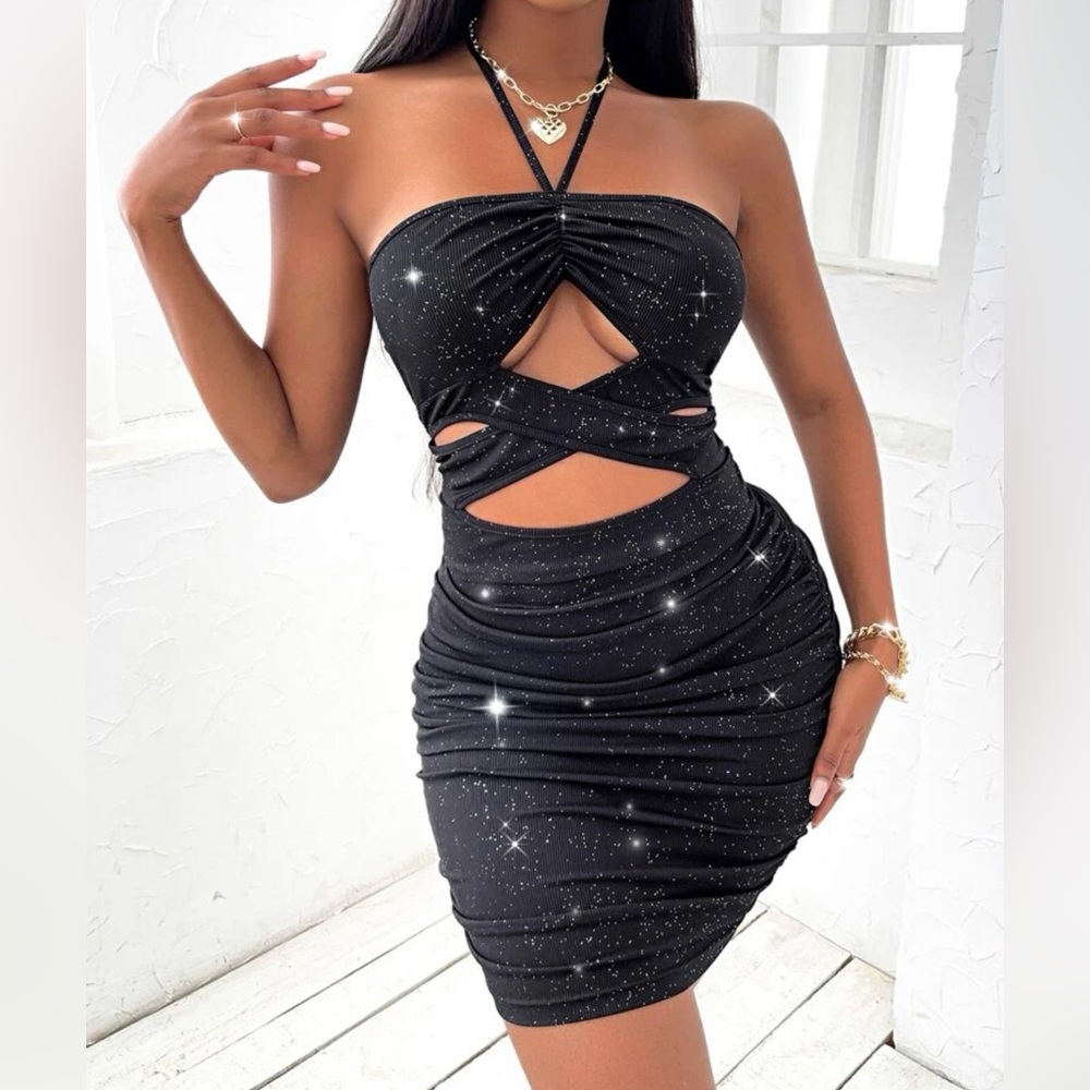 Cut Out Ruched Bodycon Dress